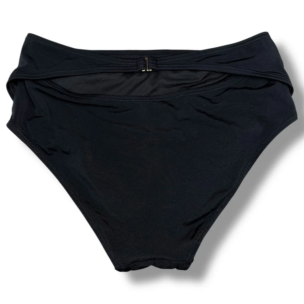 Victorias Secret‎ Black Push Up Halter Bikini Set 36D Large High Waist Ruched